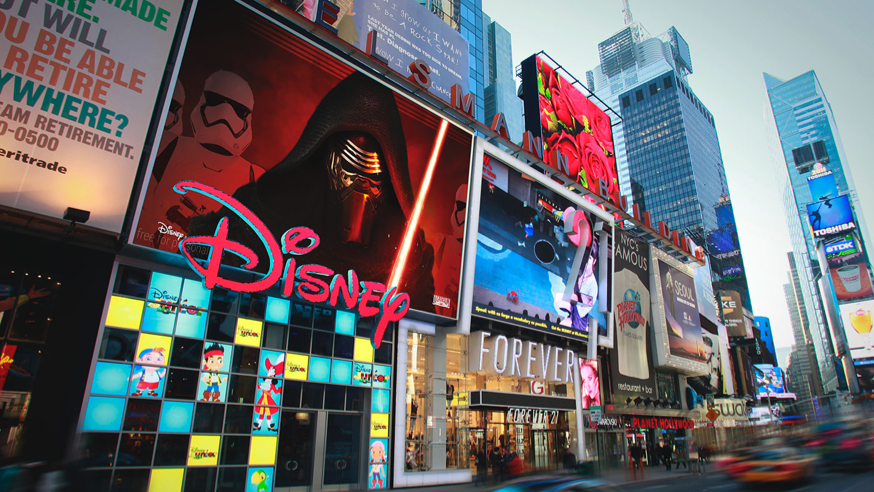 Mockup demonstrating my Disney digital signange in Times Square