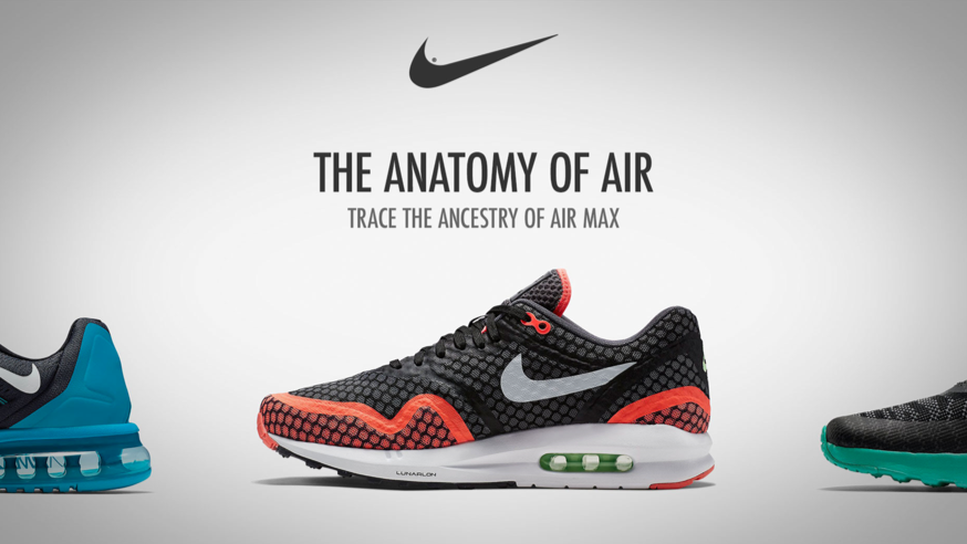 Digital signage celebrating the history of Nike Air