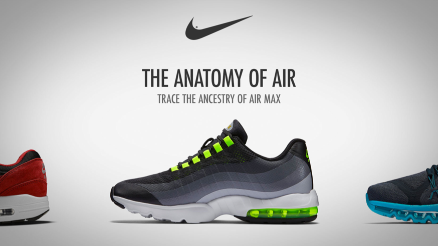 Digital signage celebrating the history of Nike Air