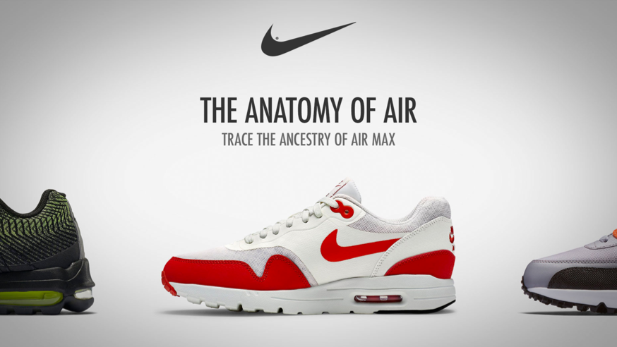 Digital signage celebrating the history of Nike Air