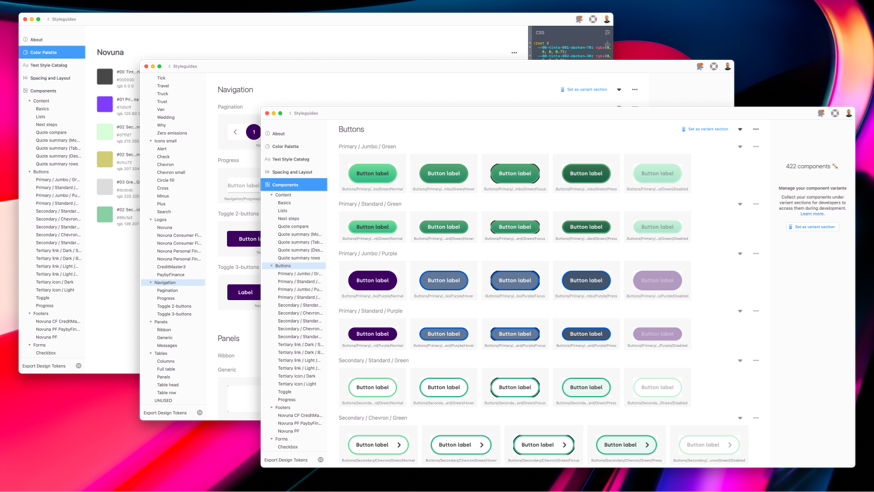 Novuna component library in Zeplin